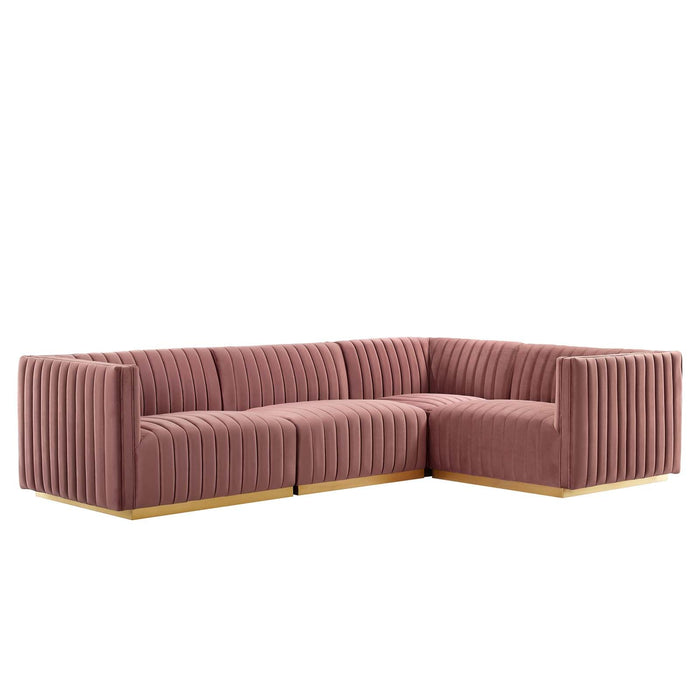 Conjure Channel Tufted Performance Velvet Sectional Sofa - Luxurious, Stain-Resistant, Modern Design