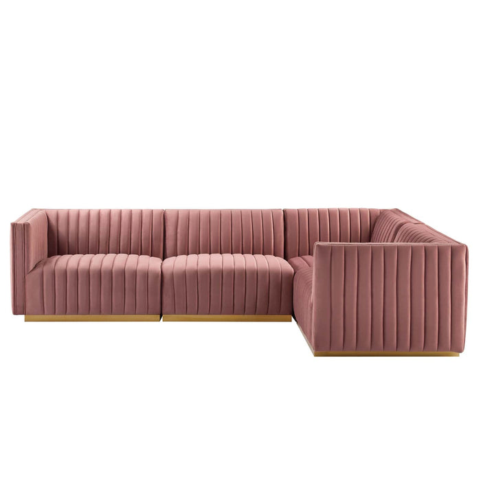 Conjure Channel Tufted Performance Velvet Sectional Sofa - Luxurious, Stain-Resistant, Modern Design
