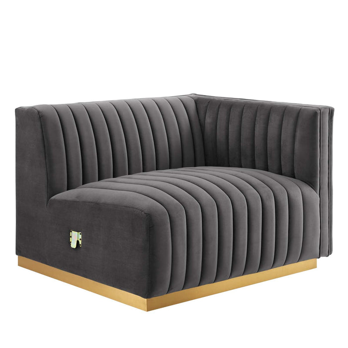 Conjure Channel Tufted Performance Velvet Sectional Sofa - Luxurious, Stain-Resistant, Modern Design
