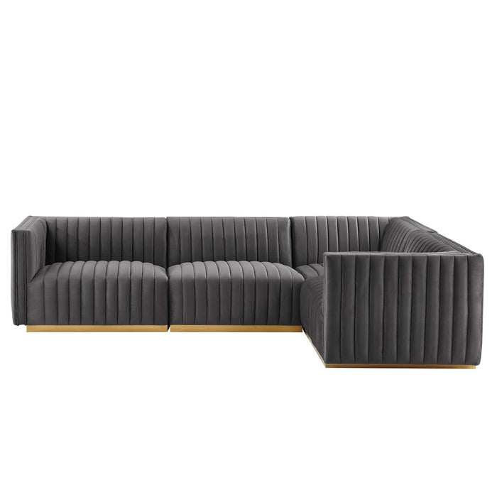 Conjure Channel Tufted Performance Velvet Sectional Sofa - Luxurious, Stain-Resistant, Modern Design