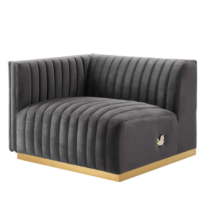 Conjure Channel Tufted Performance Velvet Sectional Sofa - Luxurious, Stain-Resistant, Modern Design