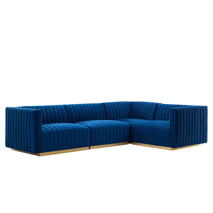 Conjure Channel Tufted Performance Velvet Sectional Sofa - Luxurious, Stain-Resistant, Modern Design