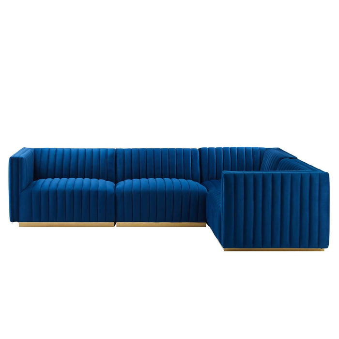 Conjure Channel Tufted Performance Velvet Sectional Sofa - Luxurious, Stain-Resistant, Modern Design