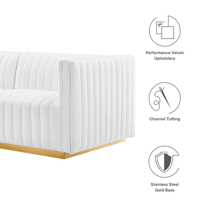 Conjure Channel Tufted Performance Velvet Sectional Sofa - Luxurious, Stain-Resistant, Modern Design