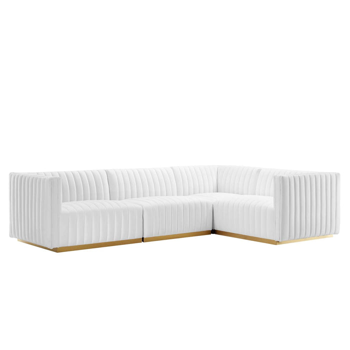Conjure Channel Tufted Performance Velvet Sectional Sofa - Luxurious, Stain-Resistant, Modern Design