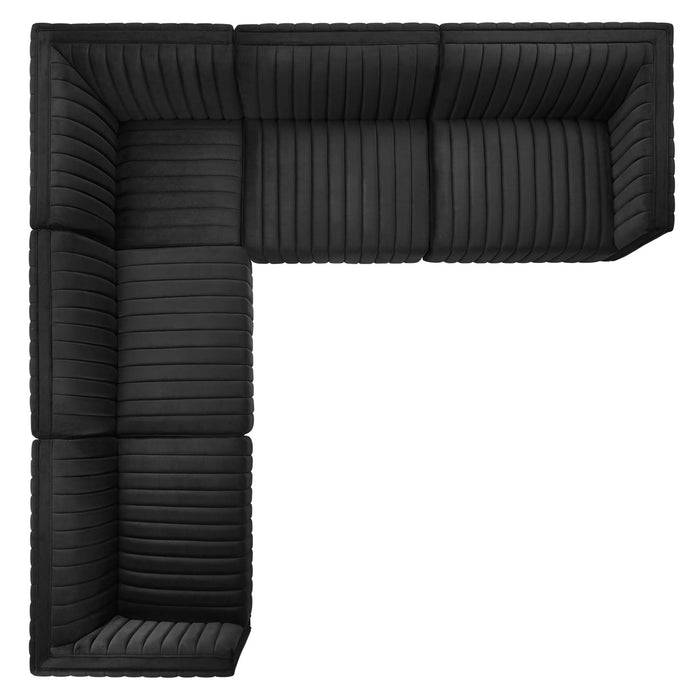 Conjure 5-Piece Channel Tufted Performance Velvet Sectional by Modway - installation view