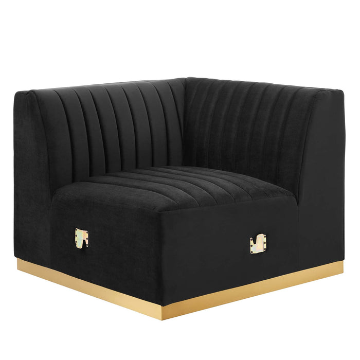 Conjure 5-Piece Channel Tufted Performance Velvet Sectional by Modway - lifestyle in-use