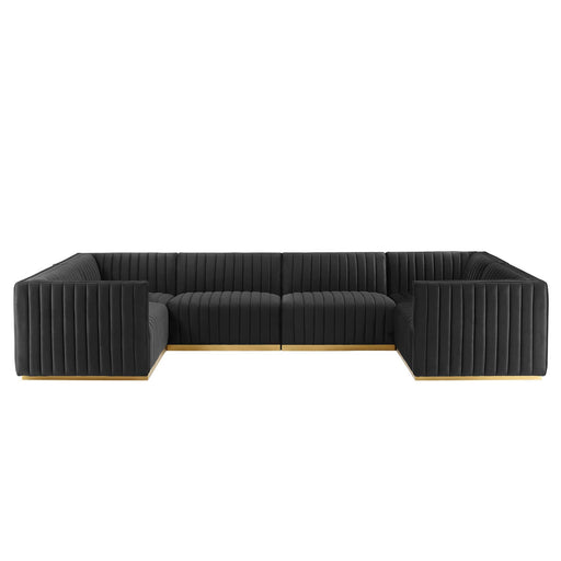 Conjure 6-Piece Channel Tufted Performance Velvet U-Shaped Sectional by Modway - angle view