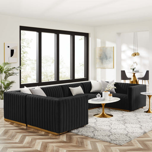 Conjure 6-Piece Channel Tufted Performance Velvet U-Shaped Sectional by Modway - front view