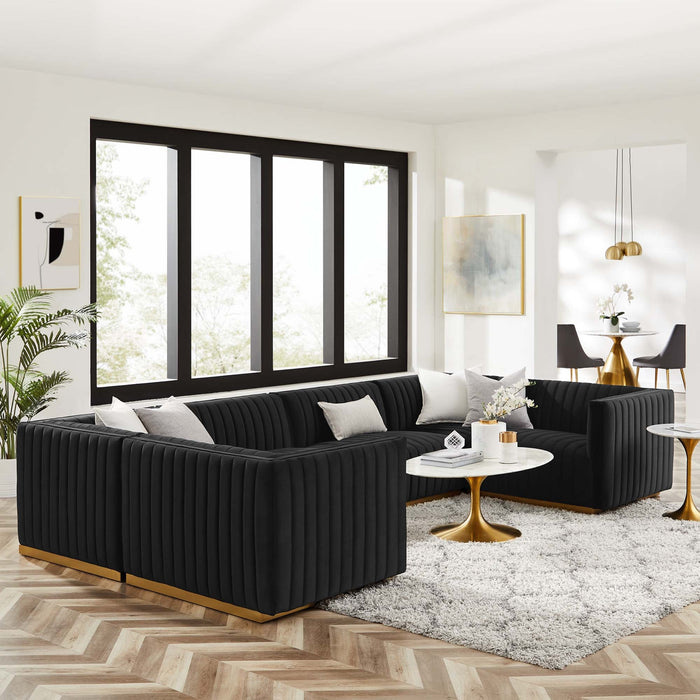 Conjure 6-Piece Channel Tufted Performance Velvet U-Shaped Sectional by Modway - front view
