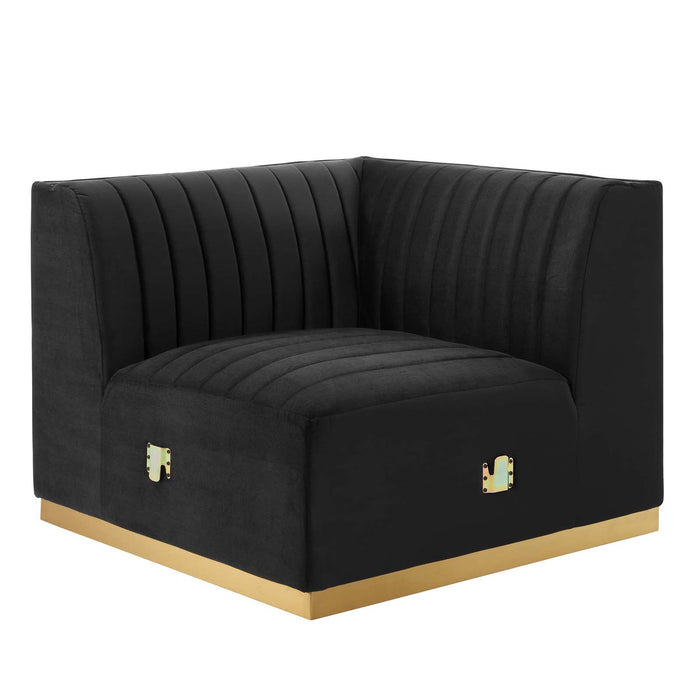 Conjure Luxurious Channel Tufted Performance Velvet 6-Piece U-Shaped Sectional Sofa for Modern Elegance
