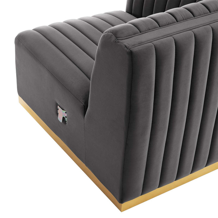 Conjure Luxurious Channel Tufted Performance Velvet 6-Piece U-Shaped Sectional Sofa for Modern Elegance