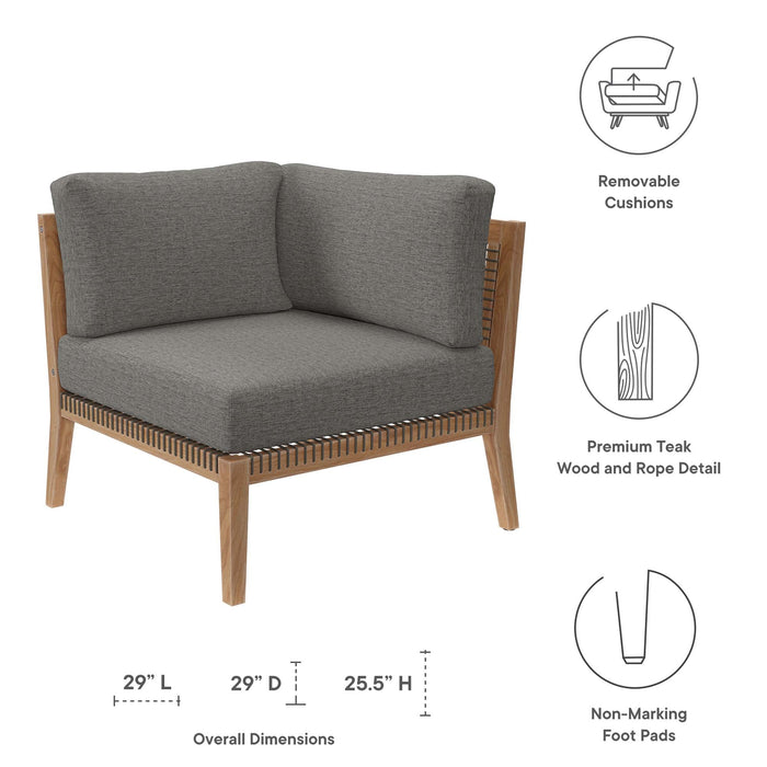 Clearwater Outdoor Patio Teak Wood Corner Chair - detail close-up