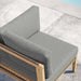 Clearwater Outdoor Patio Teak Wood Corner Chair - in lifestyle setting