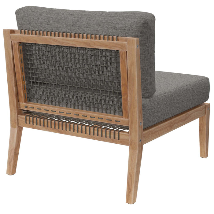 Clearwater Outdoor Patio Teak Wood Armless Chair - view 6