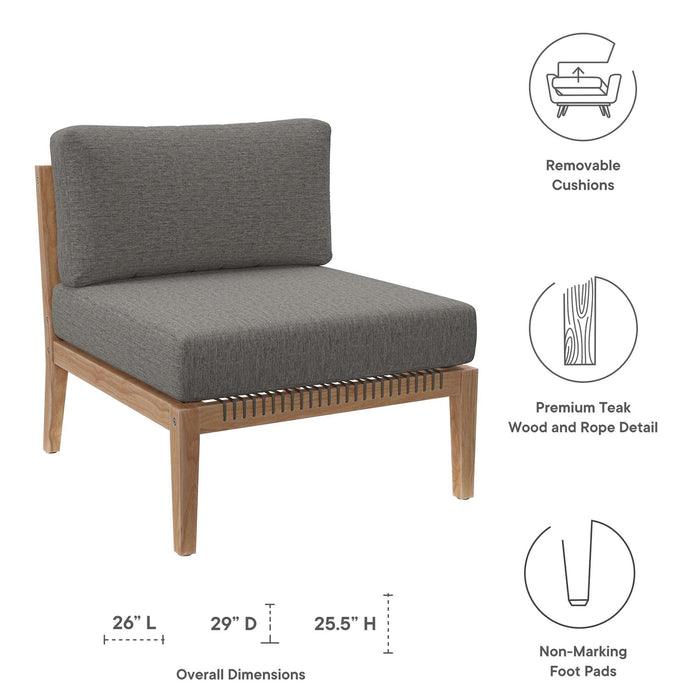 Clearwater Outdoor Patio Teak Wood Armless Chair - detail close-up