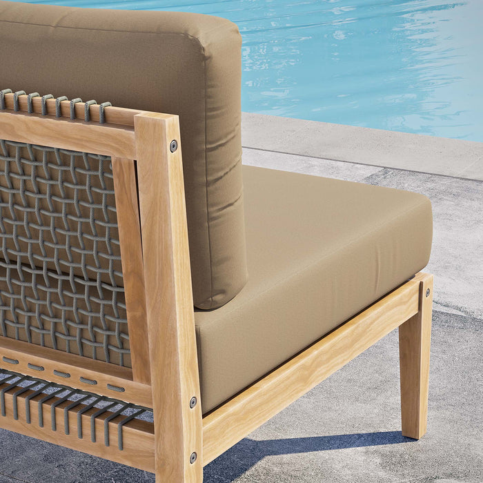 Clearwater Outdoor Patio Teak Wood Armless Chair - view 11