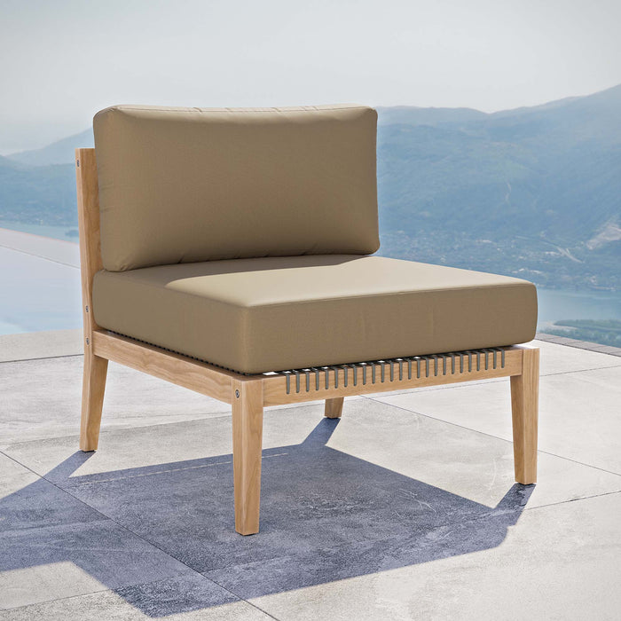Clearwater Outdoor Patio Teak Wood Armless Chair - view 8