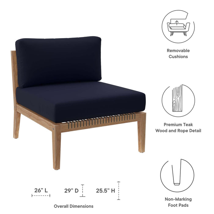 Clearwater Outdoor Patio Teak Wood Armless Chair - view 17
