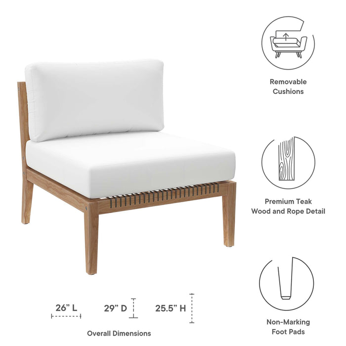 Clearwater Outdoor Patio Teak Wood Armless Chair - view 24