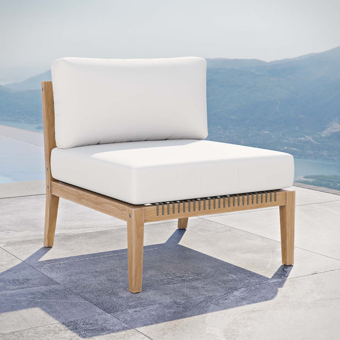 Clearwater Outdoor Patio Teak Wood Armless Chair - view 22