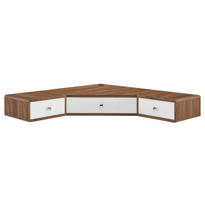 Modway Transmit 47" Wall Mount Corner Walnut Office Desk - Lifestyle View