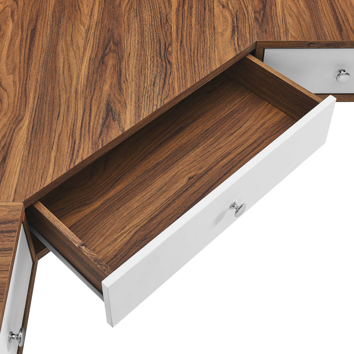 Modway Transmit 47" Wall Mount Corner Walnut Office Desk - Installation View