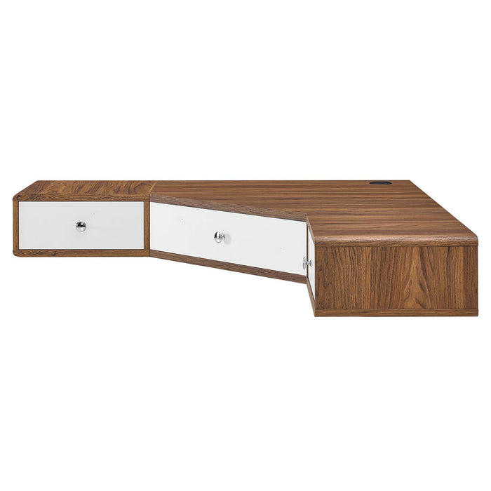 Modway Transmit 47" Wall Mount Corner Walnut Office Desk - Close-Up