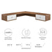 Modway Transmit 55" Wall Mount Corner Wood Office Desk in White - Side View