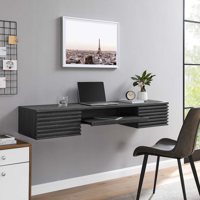 Modway Render Wall Mount Wood Office Desk - Close-Up