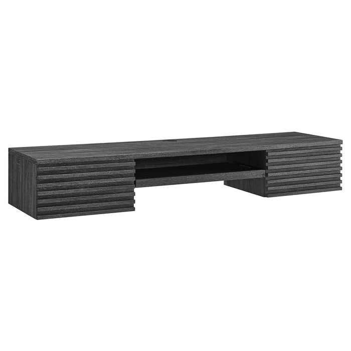 Modway Render Wall Mount Wood Office Desk in Brown - Side View