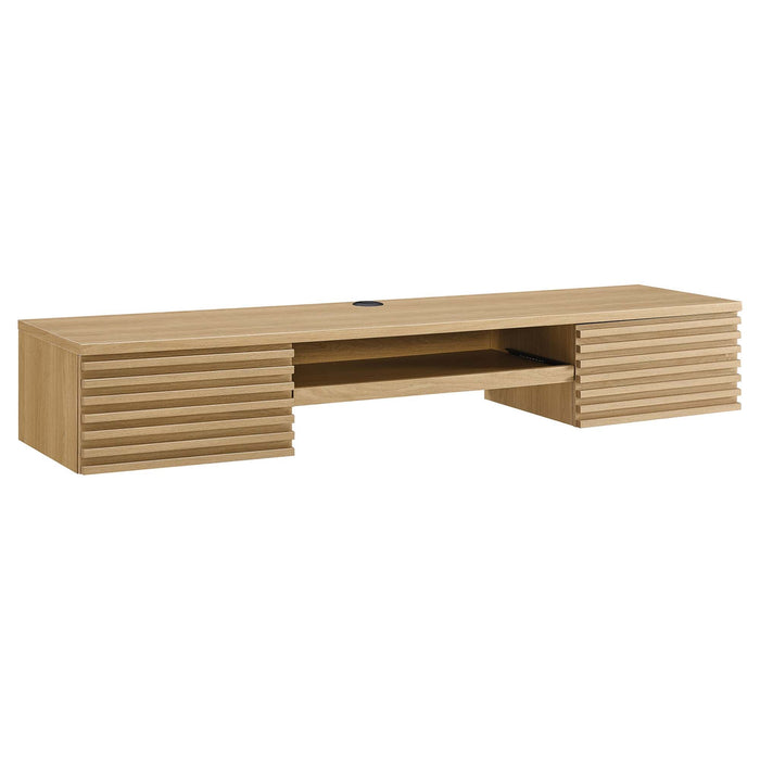 Modway Render Wall Mount Wood Office Desk in Brown