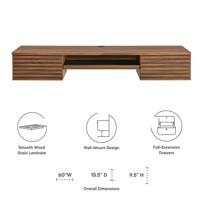 Modway Render Wall Mount Wood Office Desk - View 21