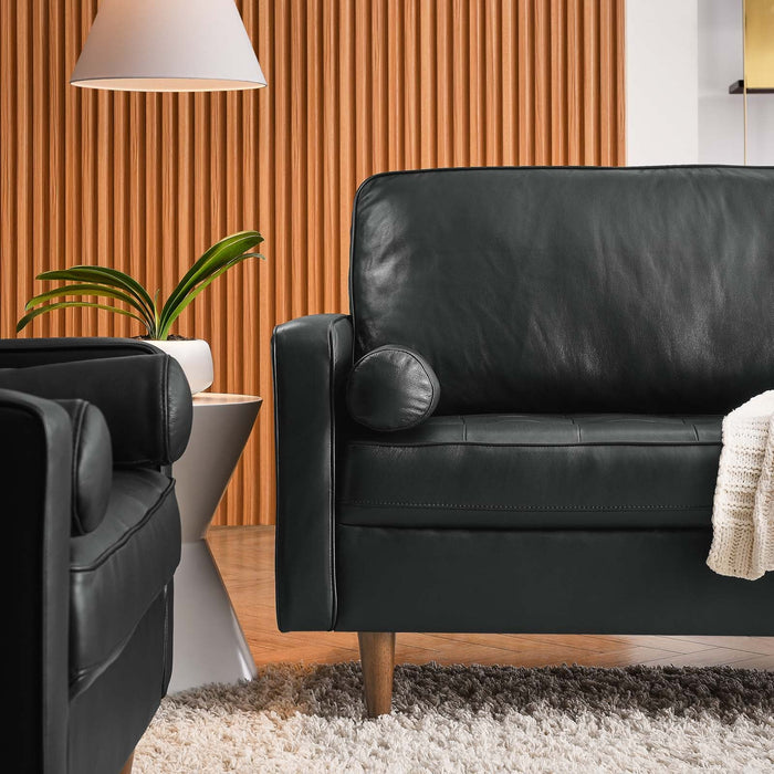 Valour 88" Leather Sofa - Mid-Century Modern Design with Comfortable Tufted Style and Easy Assembly