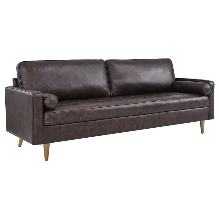 Valour 88" Leather Sofa - Mid-Century Modern Design with Comfortable Tufted Style and Easy Assembly