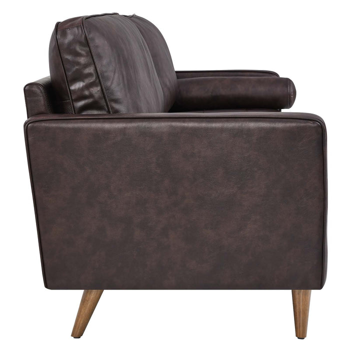 Valour 88" Leather Sofa - Mid-Century Modern Design with Comfortable Tufted Style and Easy Assembly