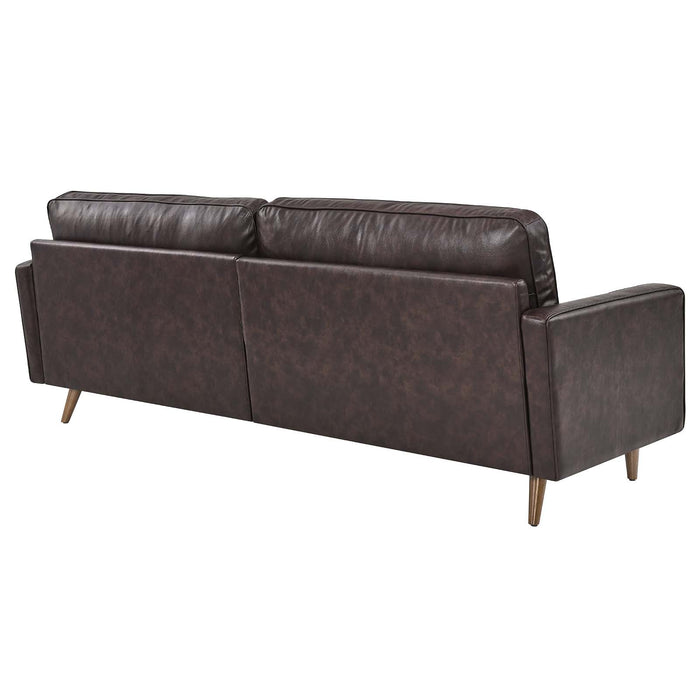 Valour 88" Leather Sofa - Mid-Century Modern Design with Comfortable Tufted Style and Easy Assembly