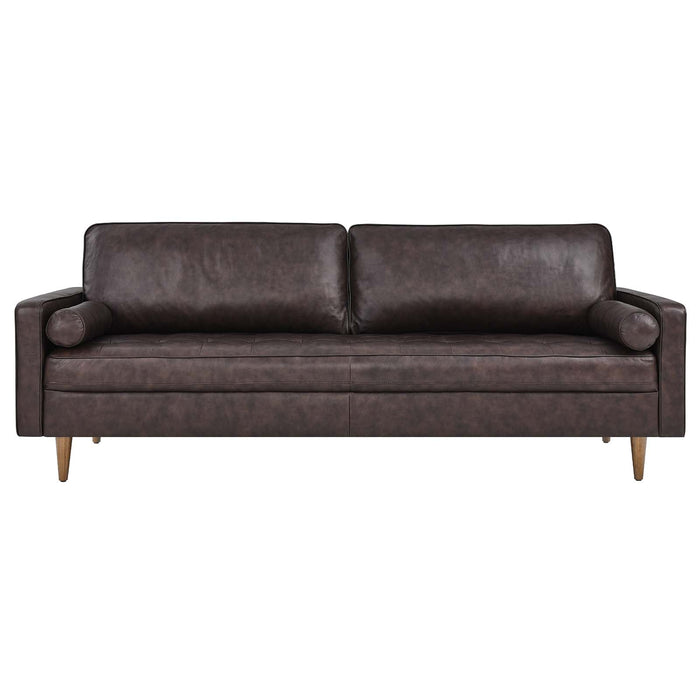 Valour 88" Leather Sofa - Mid-Century Modern Design with Comfortable Tufted Style and Easy Assembly