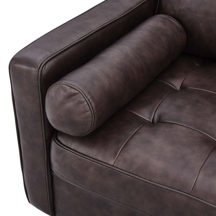 Valour 88" Leather Sofa - Mid-Century Modern Design with Comfortable Tufted Style and Easy Assembly