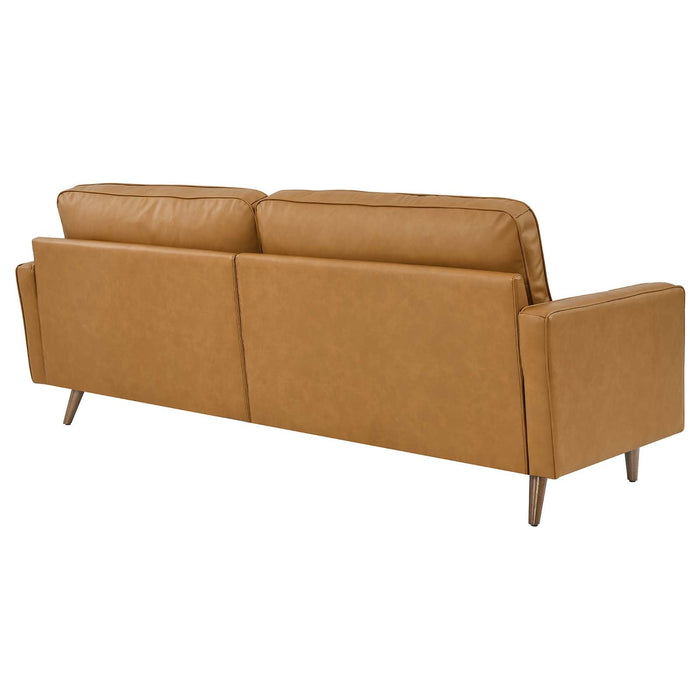 Valour 88" Leather Sofa - Mid-Century Modern Design with Comfortable Tufted Style and Easy Assembly