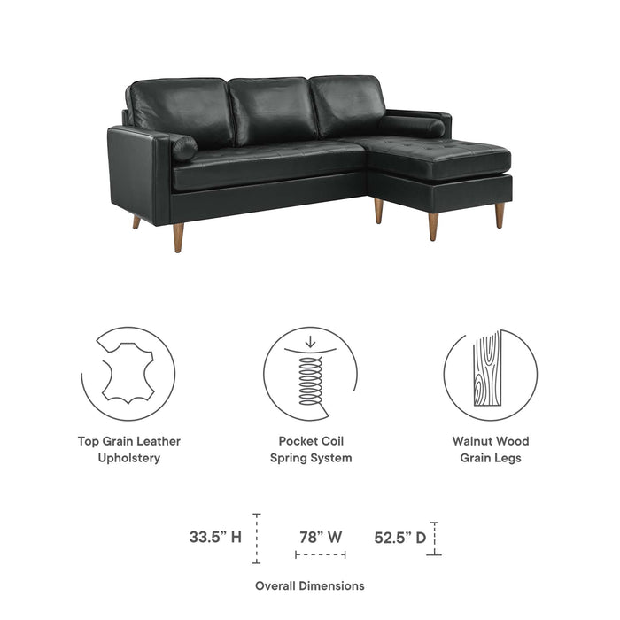 Valour 78" Leather Apartment Sectional Sofa - detail close-up