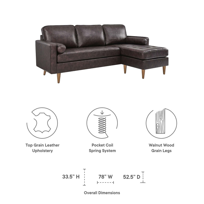 Valour 78" Leather Apartment Sectional Sofa - view 12