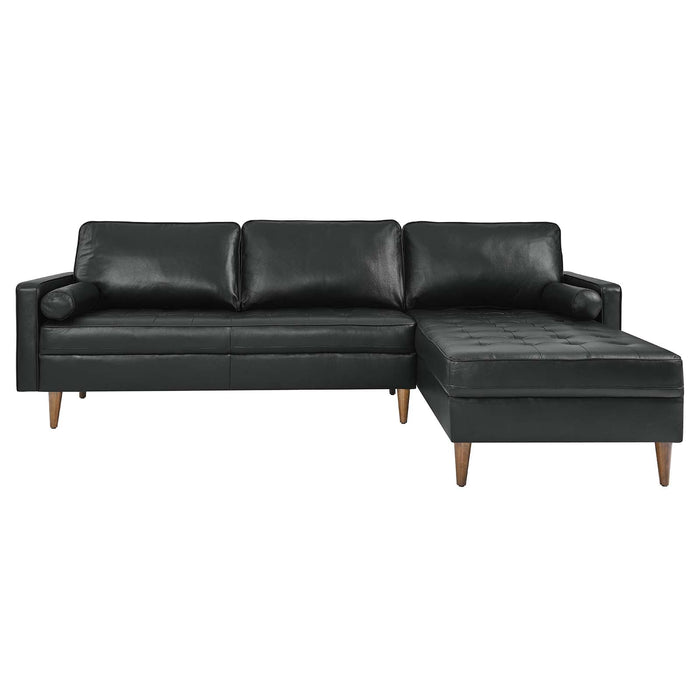 Valour 98" Mid-Century Leather Sectional Sofa with Elegant Biscuit Tufting and Portable Design