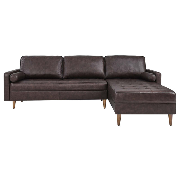 Valour 98" Mid-Century Leather Sectional Sofa with Elegant Biscuit Tufting and Portable Design