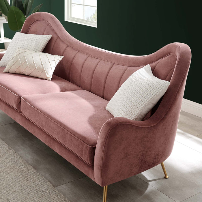 Cheshire Channel Tufted Performance Velvet Sofa - in lifestyle setting