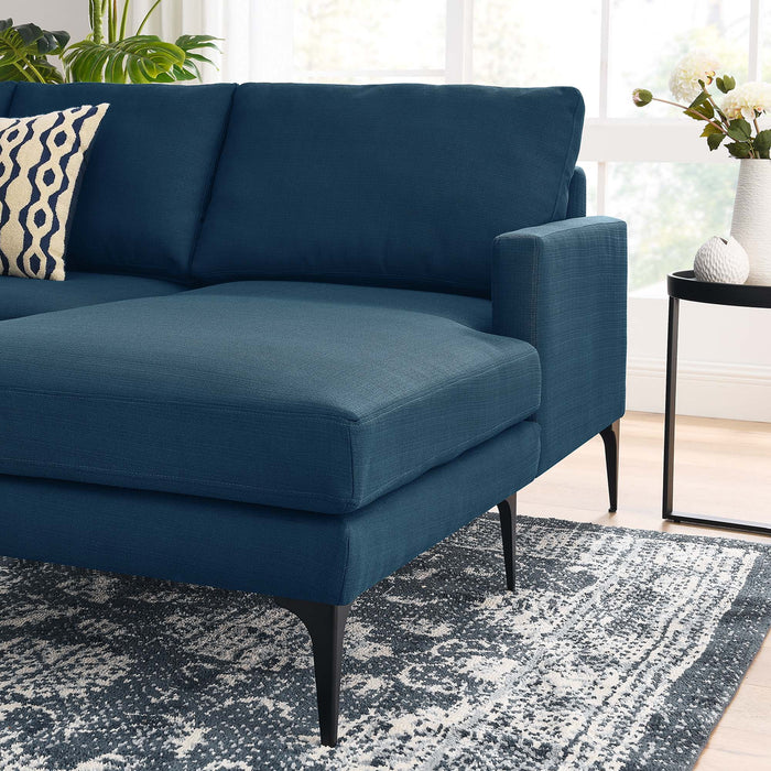 Evermore Right-Facing Upholstered Fabric Sectional Sofa - in lifestyle setting