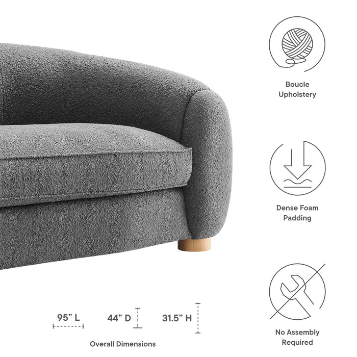 Abundant Boucle Upholstered Fabric Sofa - detail close-up