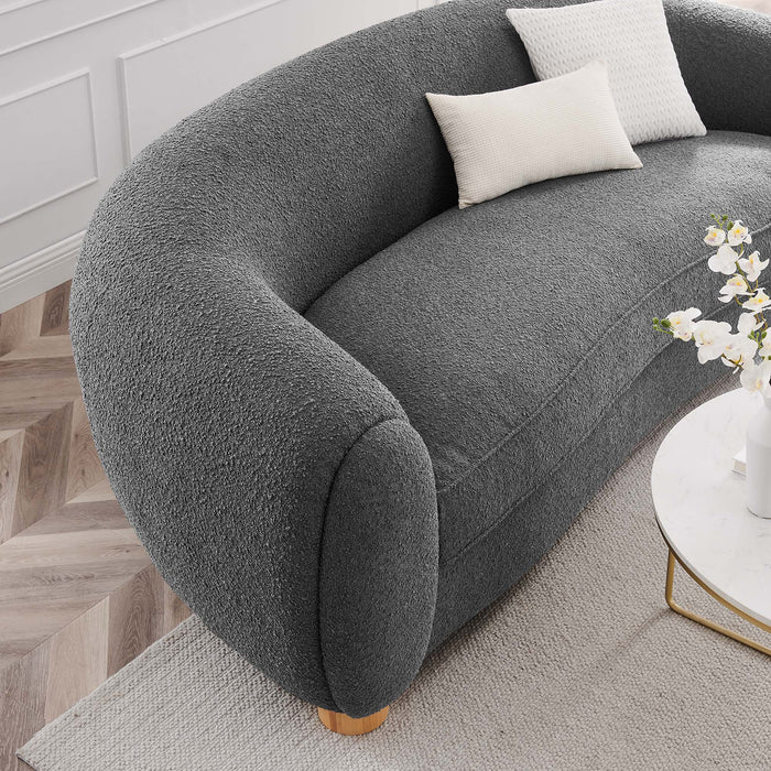 Abundant Boucle Upholstered Fabric Sofa - in lifestyle setting