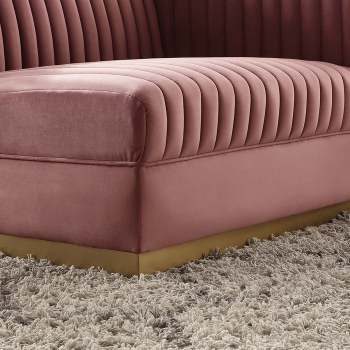 Sanguine Channel Tufted Performance Velvet Modular Sectional Sofa Right-Arm Chair - in lifestyle setting