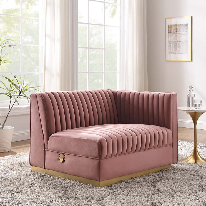Sanguine Channel Tufted Performance Velvet Modular Sectional Sofa Right-Arm Chair - Modway \living\sectionals